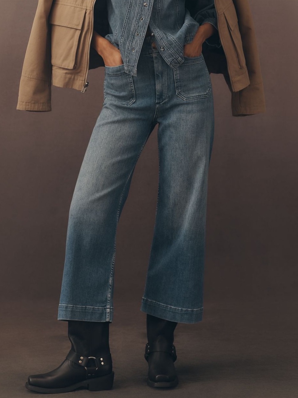Maeve Colette high rise and wide leg cropped jeans